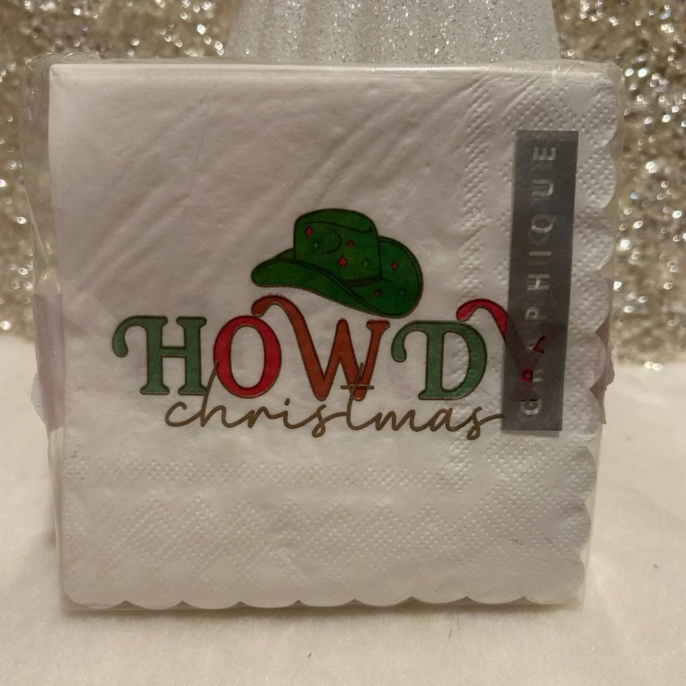 Set of 2 Festive Brew Dolph and Howdy Holiday Christmas Napkins 40ct. Each